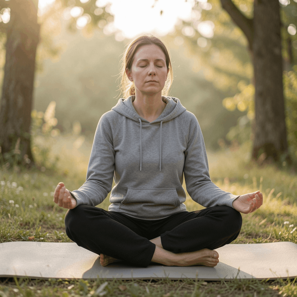 Person som utför andningsövningar