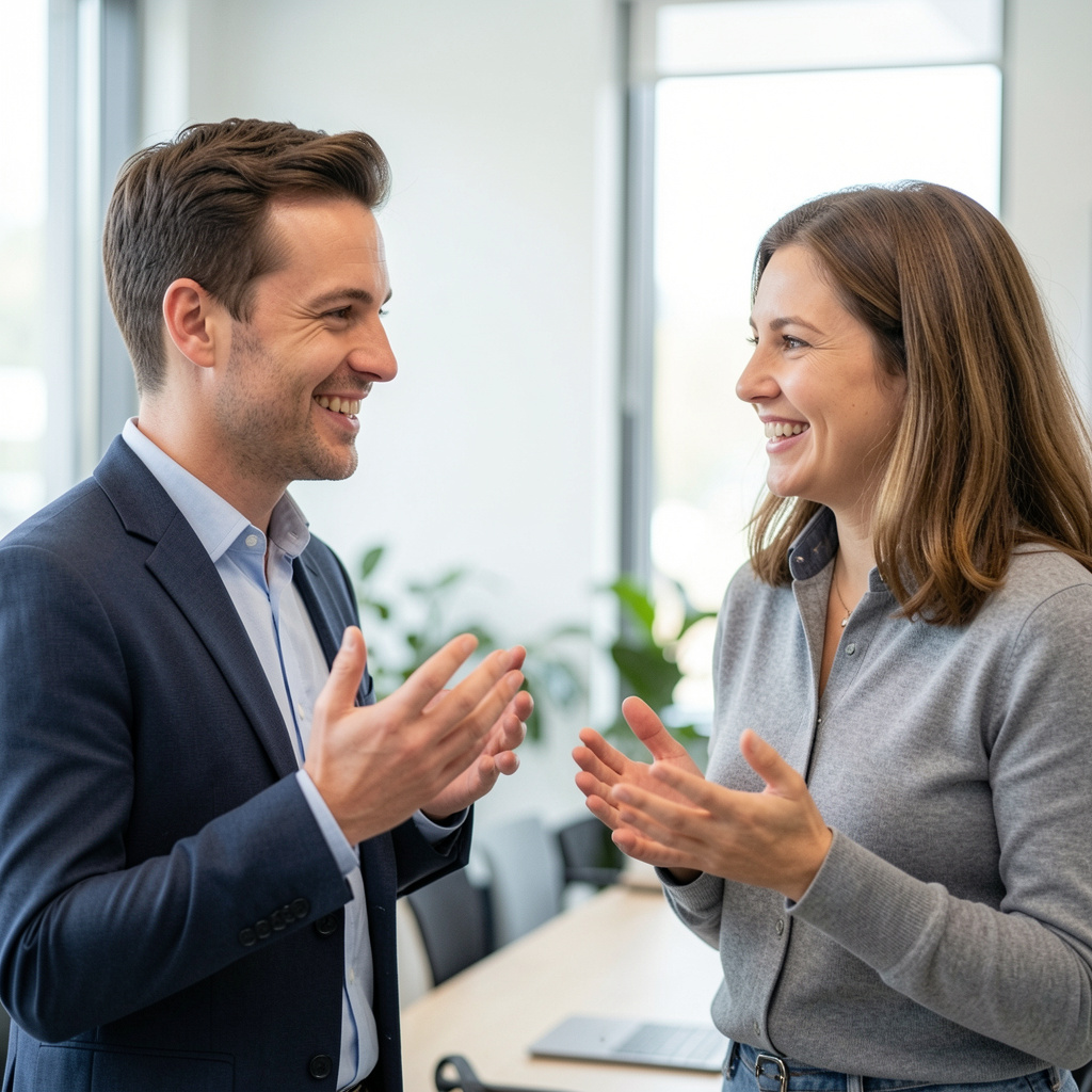 Två personer i konstruktiv dialog